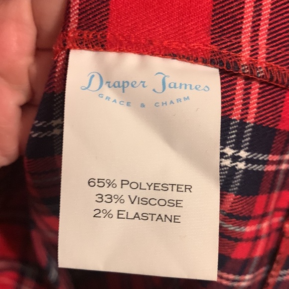 Draper James red plaid ruffle shoulder shift dress 4 - Picture 5 of 5